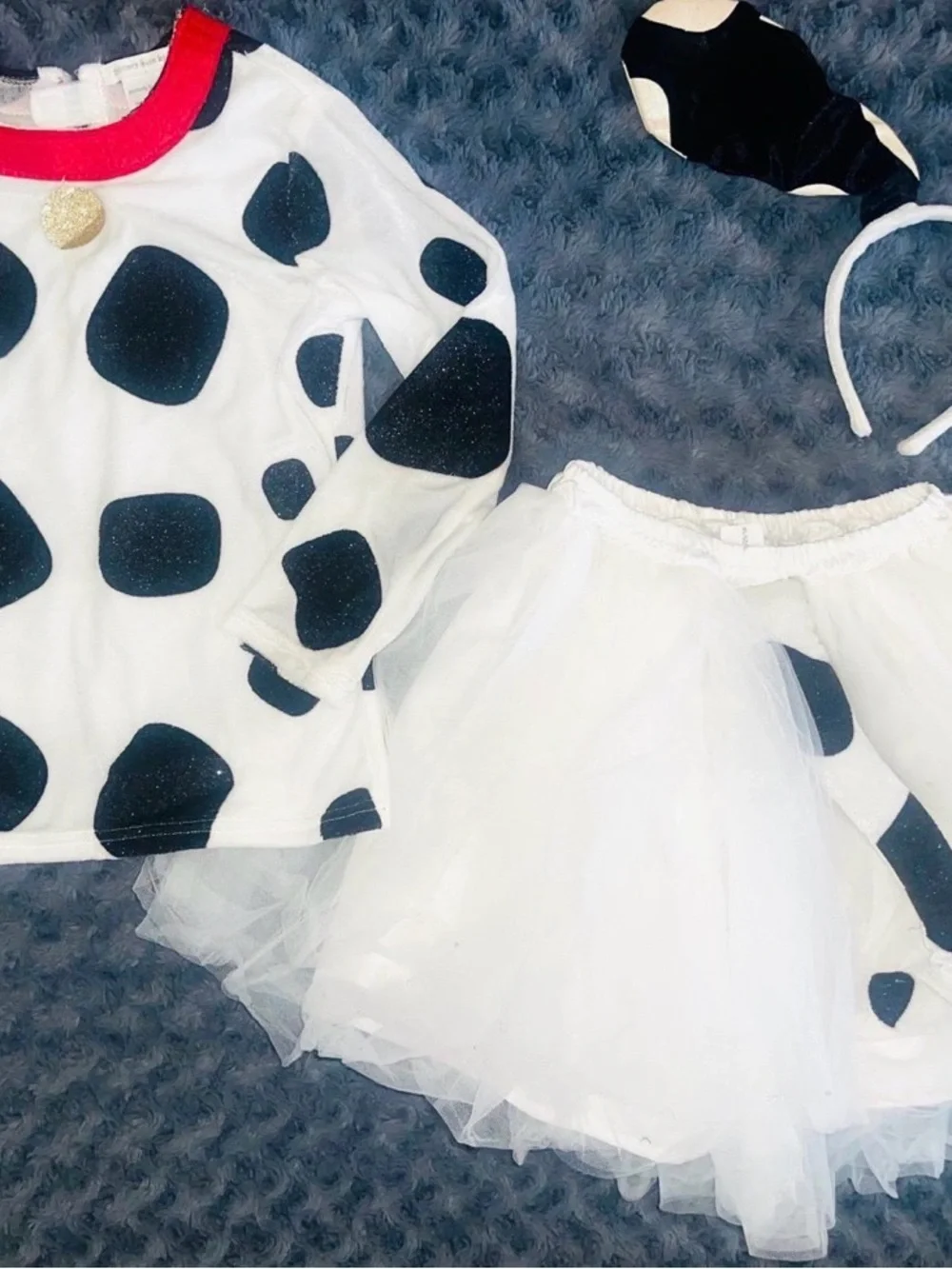 Pottery Barn Kids 3pc B/W Dalmation tutu Skirt dog Halloween costume Sz 7-8